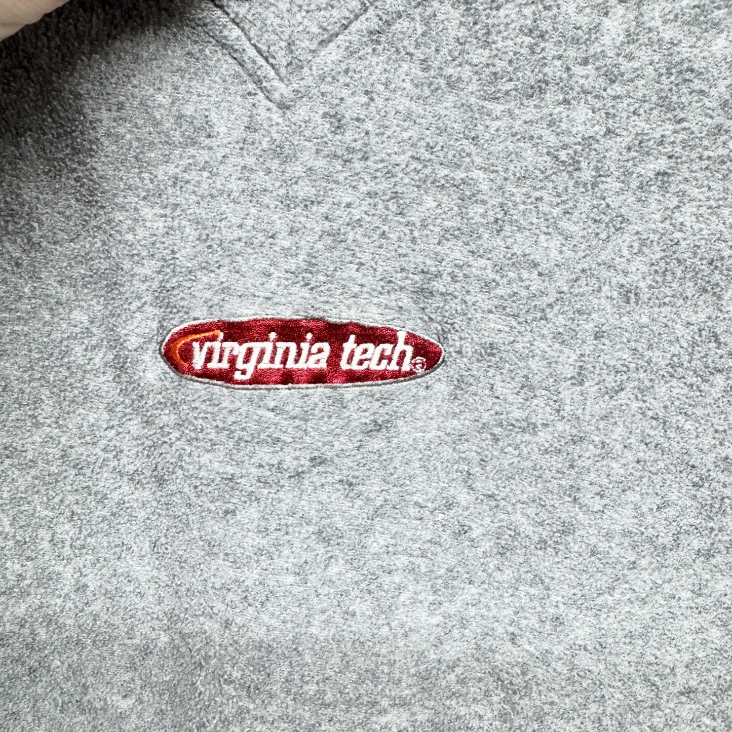 Vtg Red Oak Sweater Women Size Large Gray Fleece VA Tech V-Neck Long Sleeve