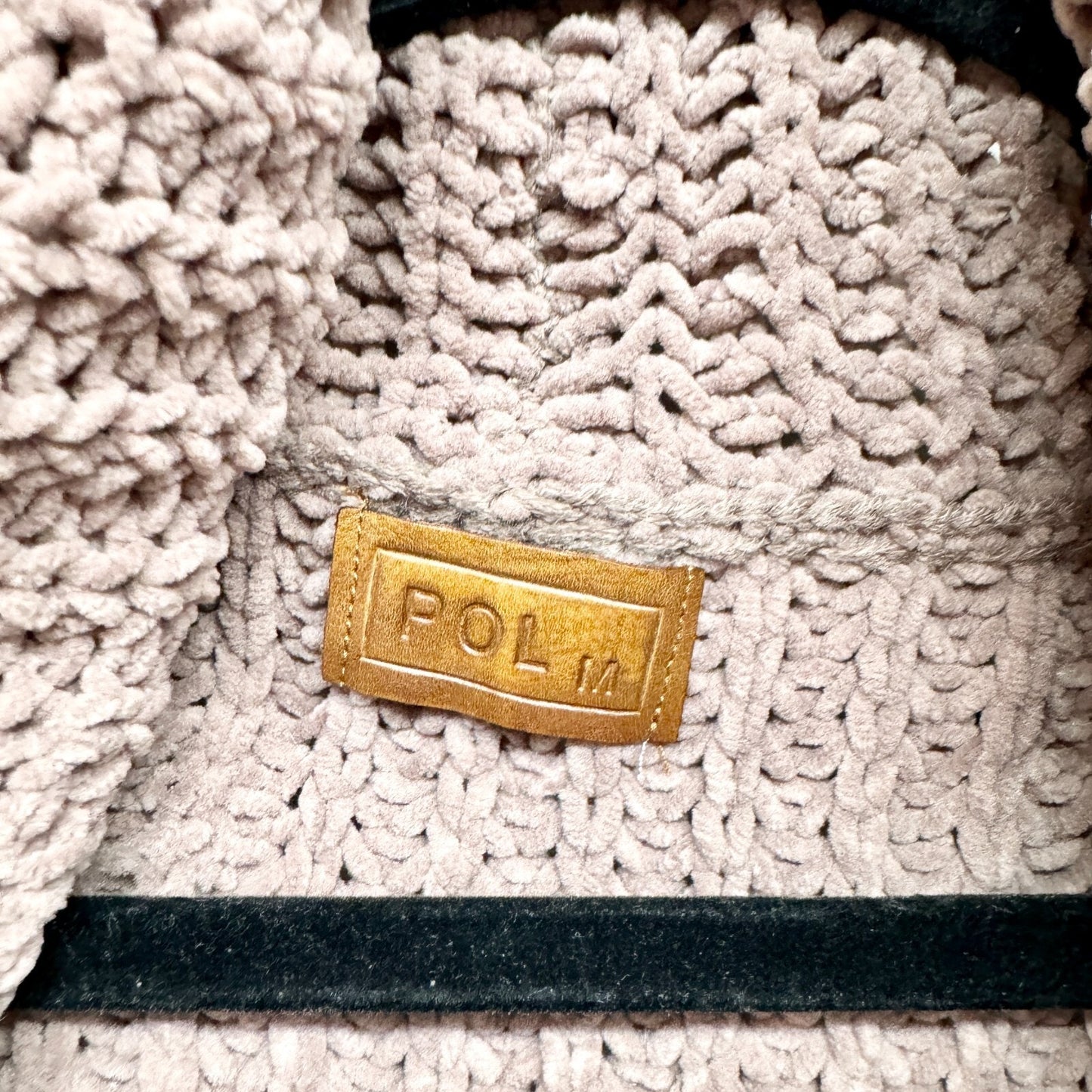 POL Sweater Women's Size Medium Chunky Blush Pink Chenille Open Front Cardigan