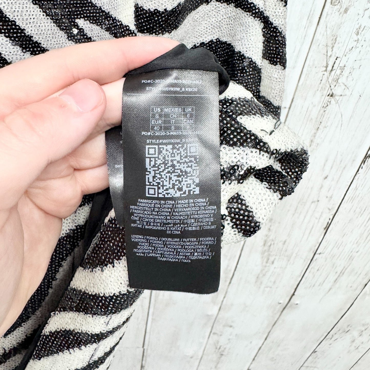 Guess Dress Women Sz Small Black White Zebra Print Full Sequin One Shoulder Mini