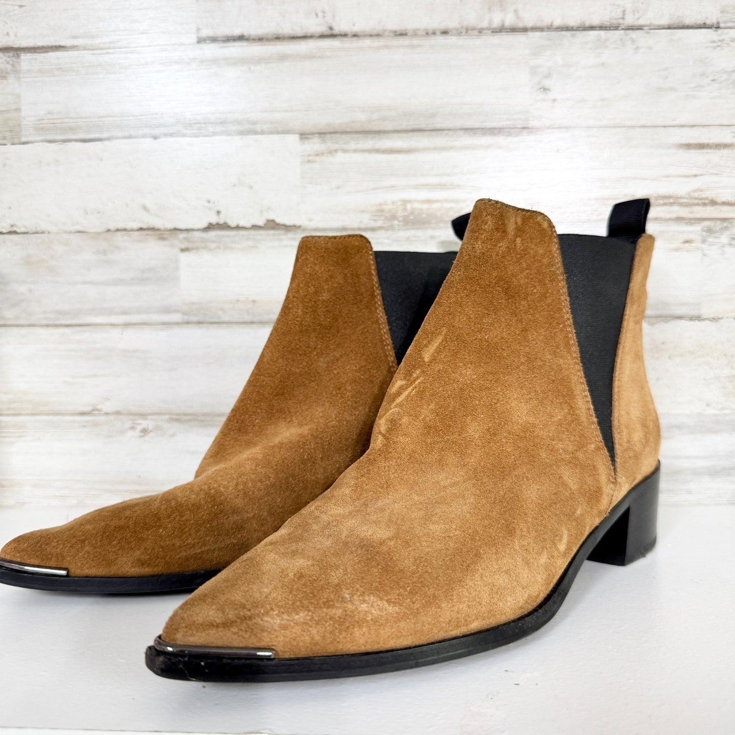 Acne Studios Boot Women Size 37 Jensen Metal-Tip Point Toe Suede Western Booties