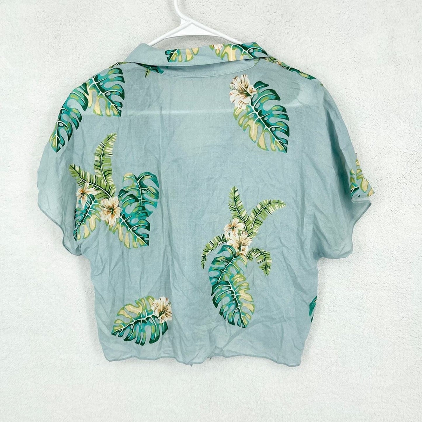 WILFRED FREE Crop Top Women Size Small Button Down Tropical Floral Short Sleeve