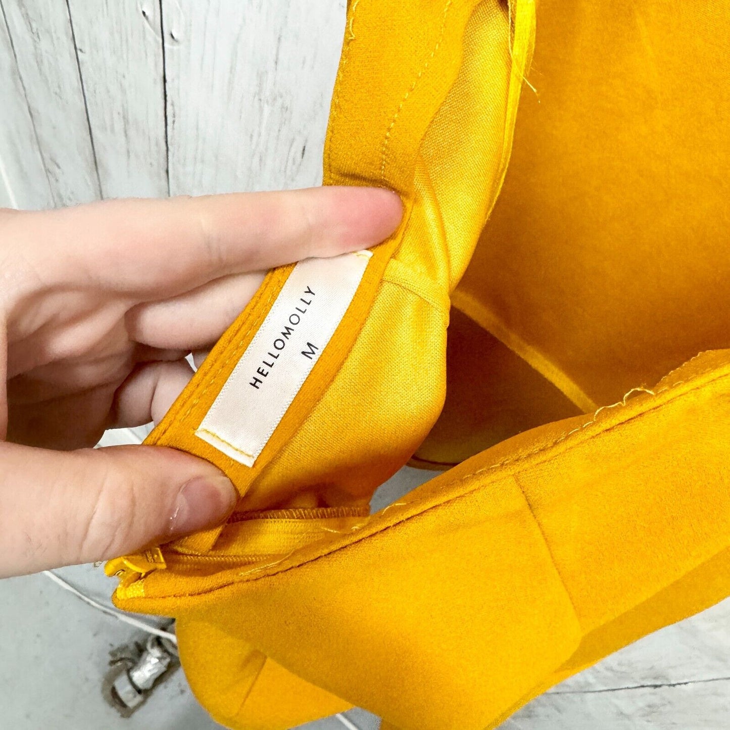 Hello Molly Dress Women Size M Ruffled Mini Mustard Yellow Open Back Crossover