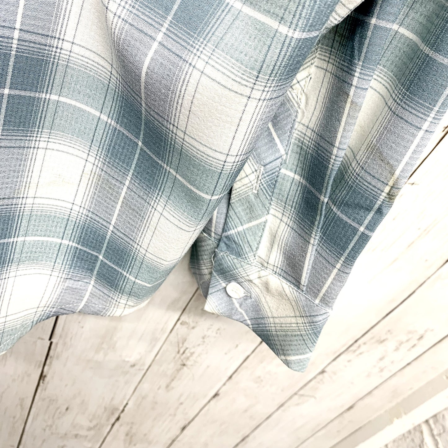 Lulus Shirt Women Size M Button Down Long Sleeve Blue Plaid Polyester Western