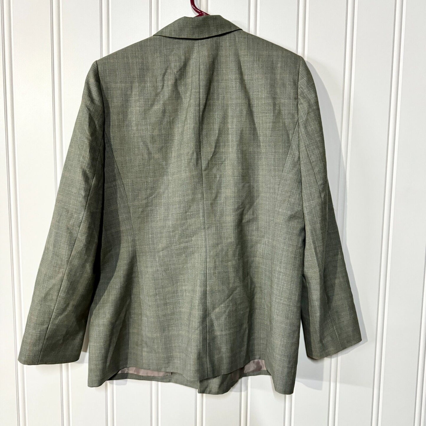 Kasper Blazer Grey Single Breasted Padded Shoulder Lined Pockets Size 12