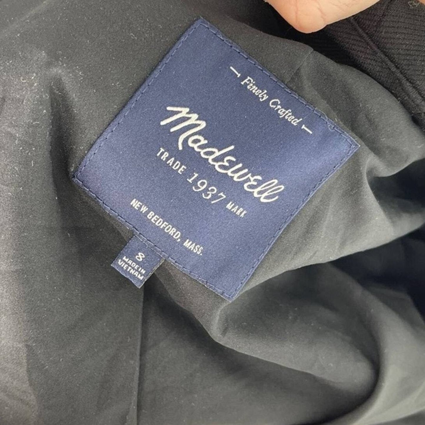 MADEWELL Blazer Suit Women Size 8 Deep V Neck Single Button Black Business