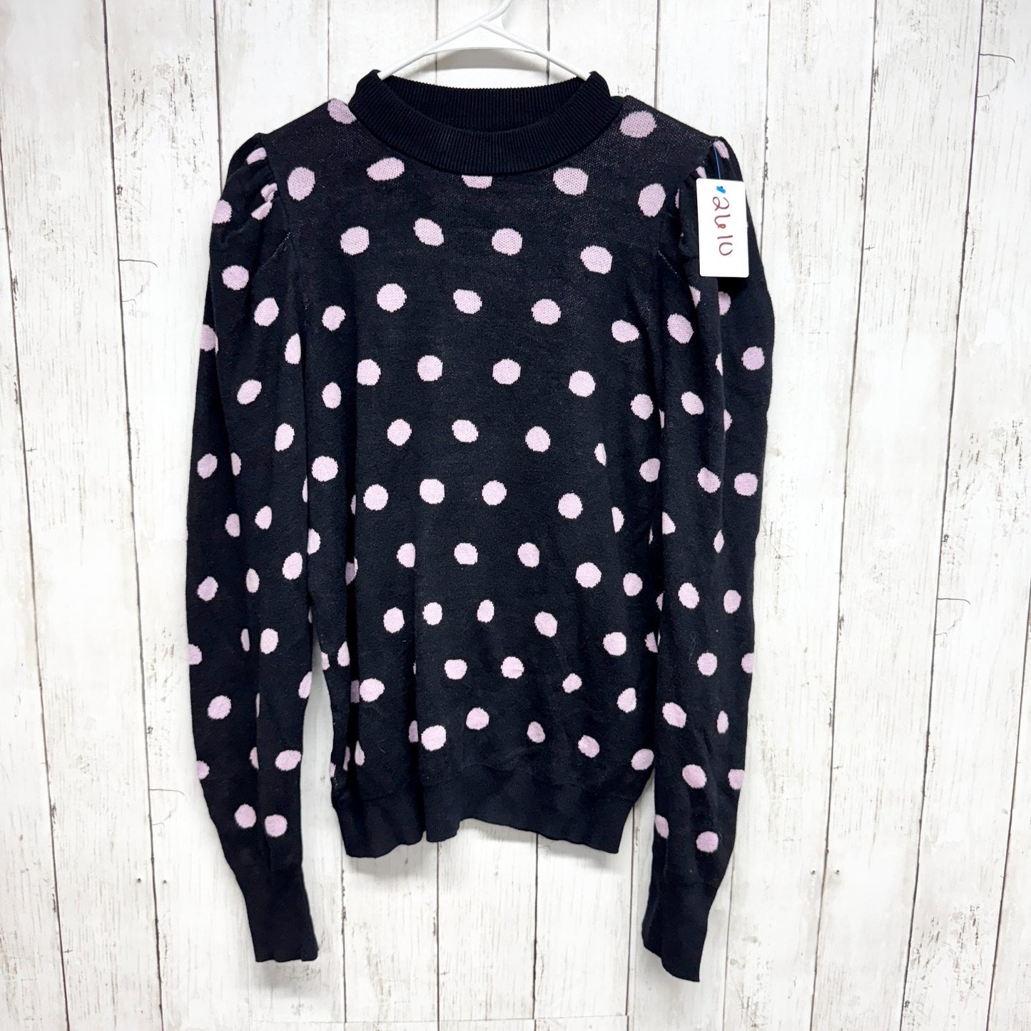 Who What Wear Sweater Women Size Small Polka Dot Mock Neck Long Sleeve Blouse