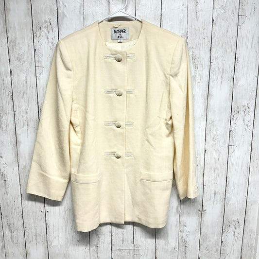 Kasper for A.S.L. Jacket Women Size 8 Ivory Button Down 100% Wool Double Pocket