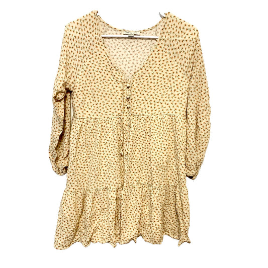 AMERICAN EAGLE Dress Women Size XS Ivory Cottage Core 100% Viscose Floral Mini