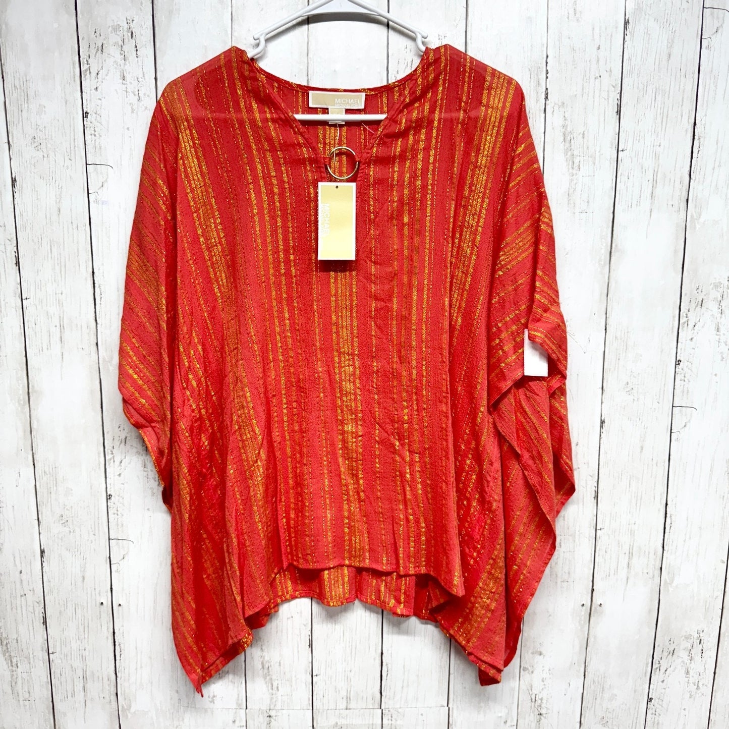 Michael Michael Kors Top Women Size Small Red Metallic Kimono Swim Coverup NWT