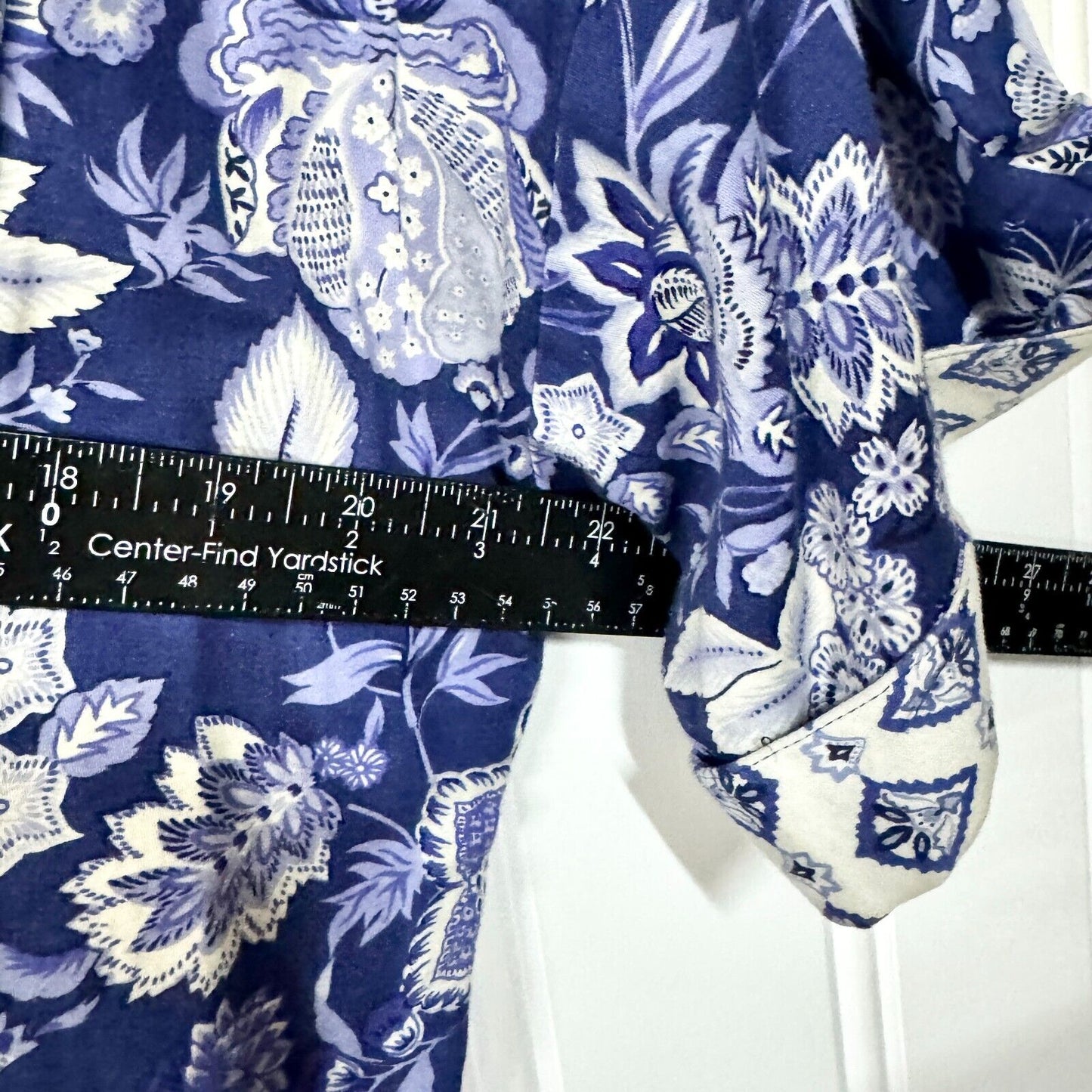 VTG Alexander Campbell 2 Piece Blue Button Down Top & Skirt Set Floral Collared