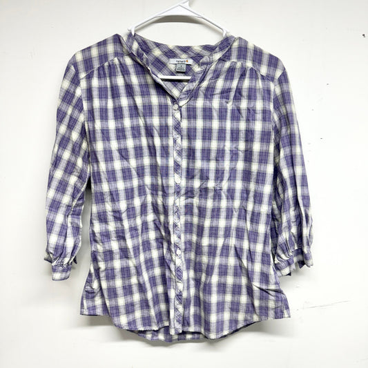 Carhartt for Women Plaid Tartan Blouse Button Up Shirt Top Size Small