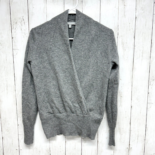 NEIMAN MARCUS Sweater Women Size S Cashmere Faux Wrapped Grey Long Sleeve