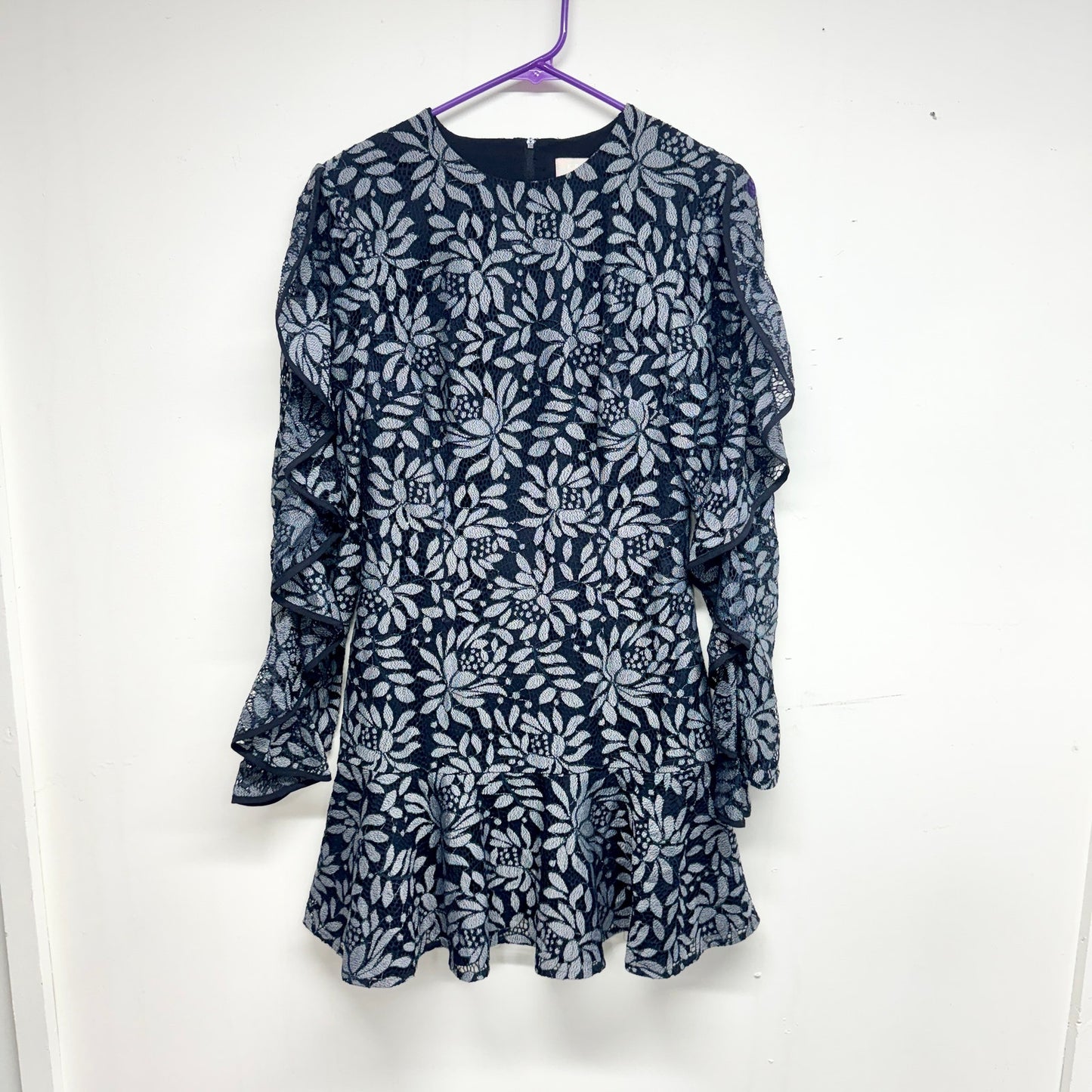 KEEPSAKE The Label Dresses Engage Navy Blue Lace Long Sleeve Dress Small