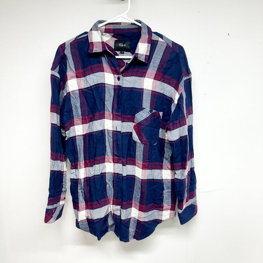 Rails Jackson Button Down Flannel Shirt Catalina Wine Red Blue White Plaid Top M