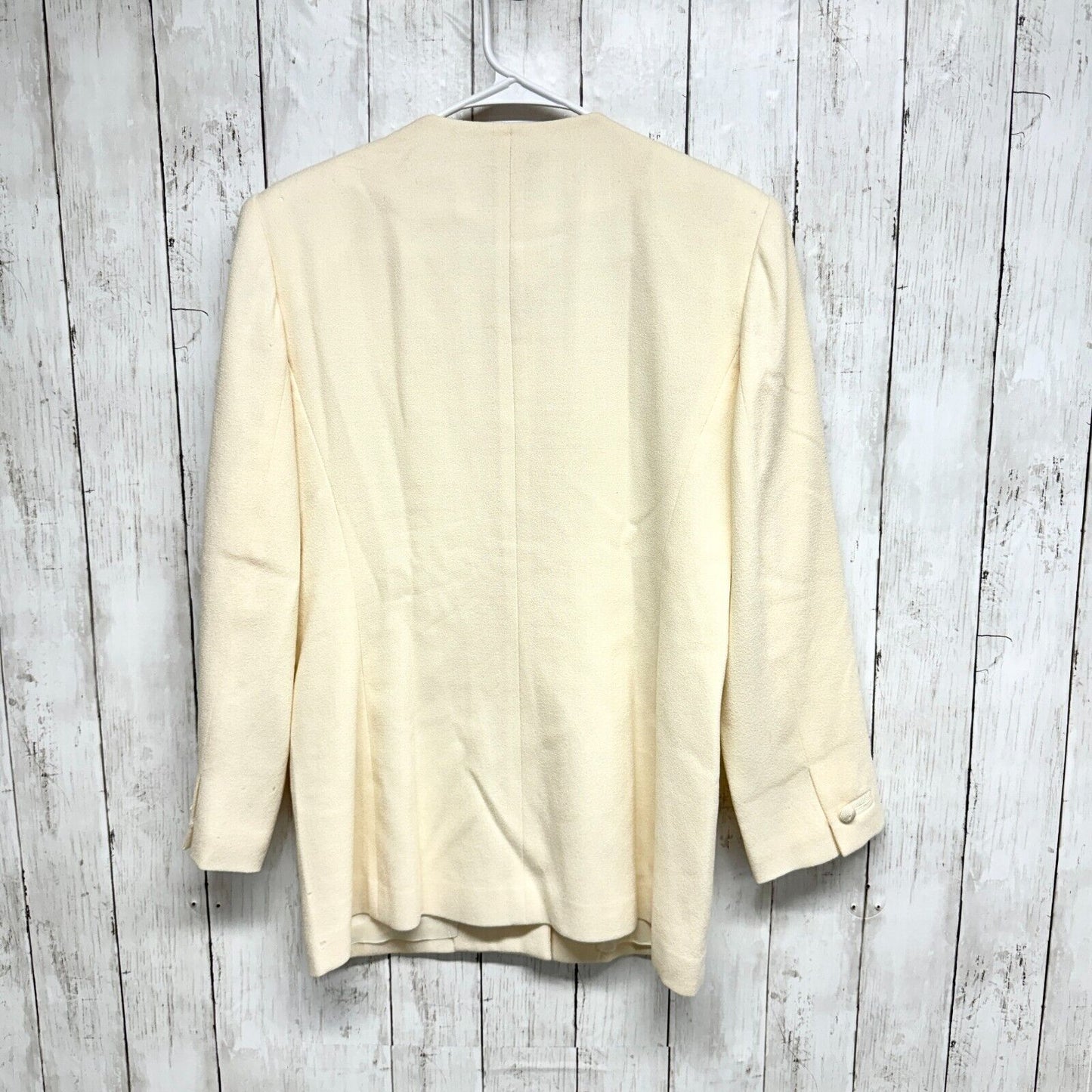 Kasper for A.S.L. Jacket Women Size 8 Ivory Button Down 100% Wool Double Pocket