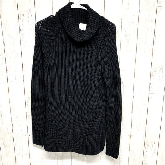 Trina Turk Sweater Women Size M Black Turtleneck Cable Knit Long Sleeve Tunic