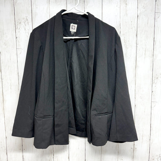 Anne Klein Black Suit Jacket Women Size XL Open Front Blazer Shawl Collar Black