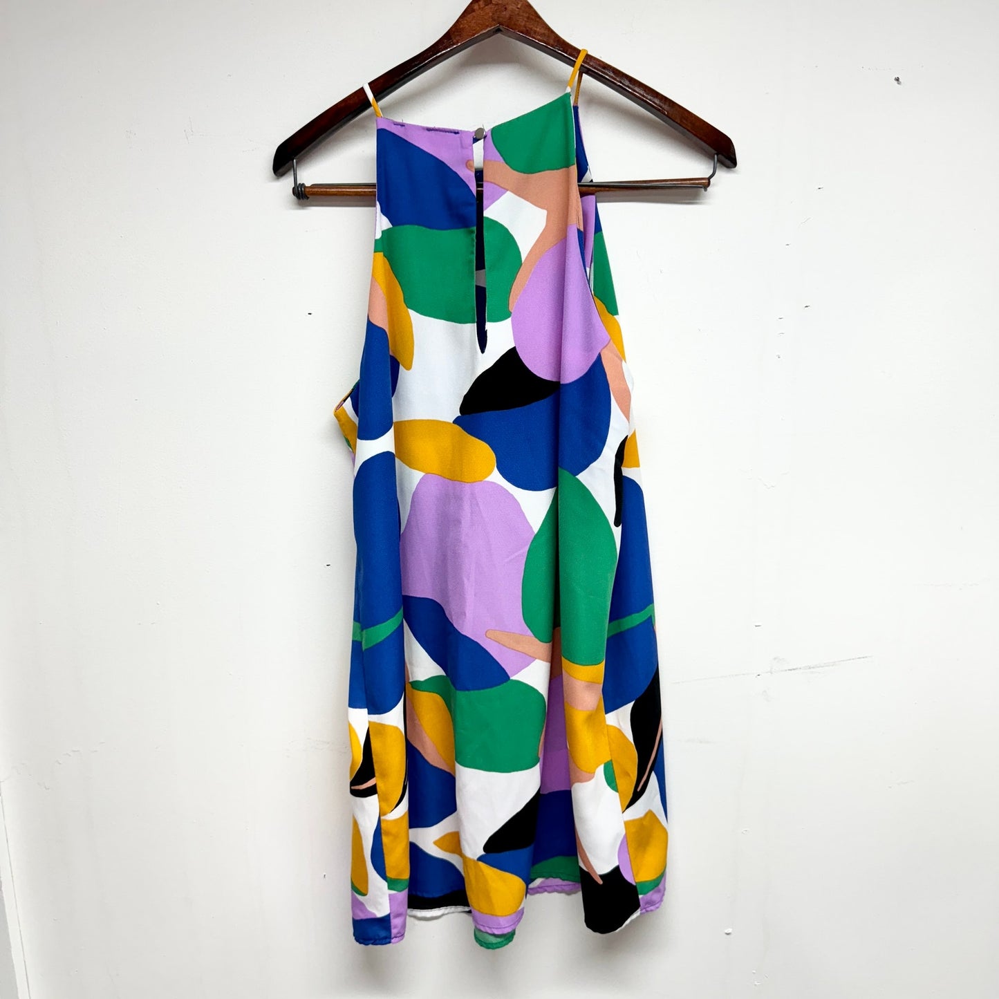 KLD Women Multicolored Abstract Retro Sleeveless Mini Dress Size Large