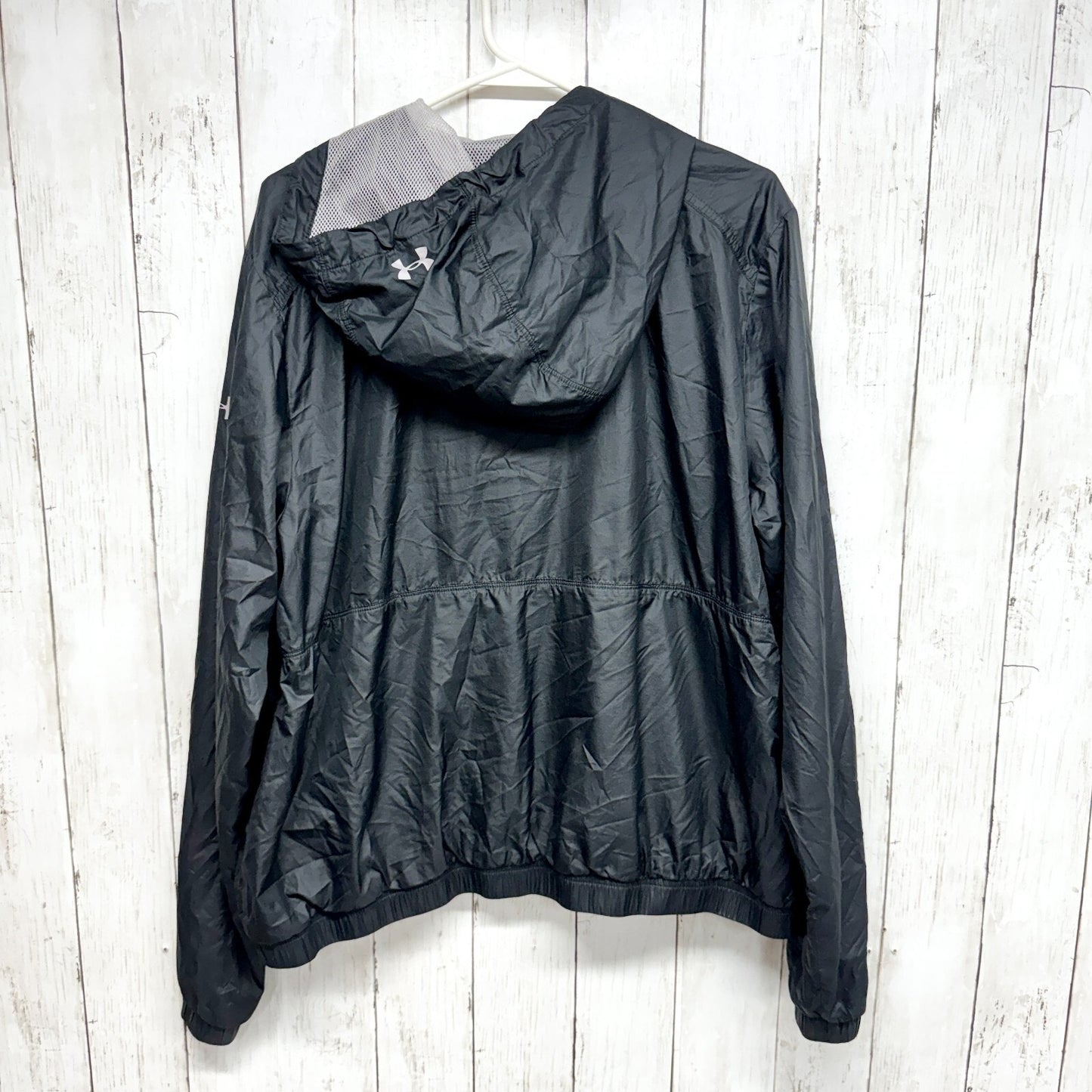 Under Armor Jacket Women Size Xl Full Zip Up Black Windbreaker Rain Coat