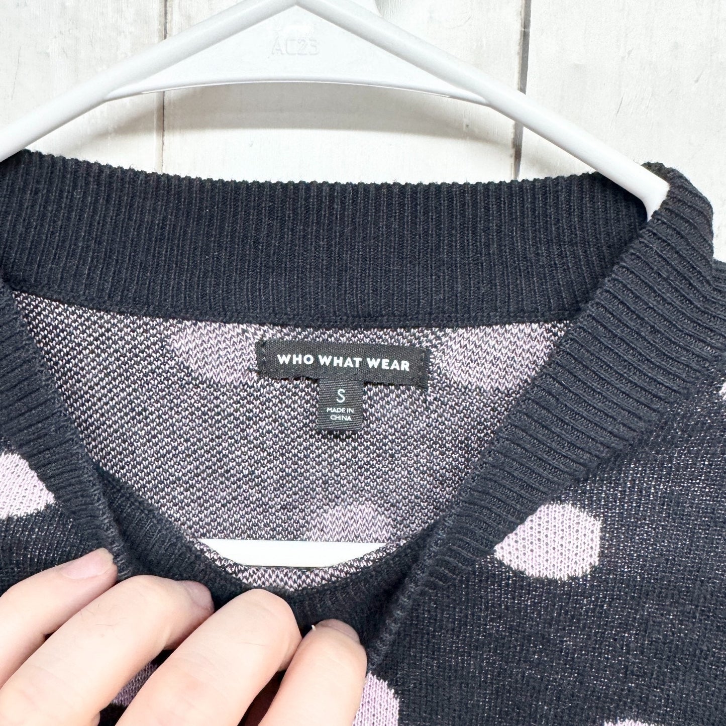 Who What Wear Sweater Women Size Small Polka Dot Mock Neck Long Sleeve Blouse