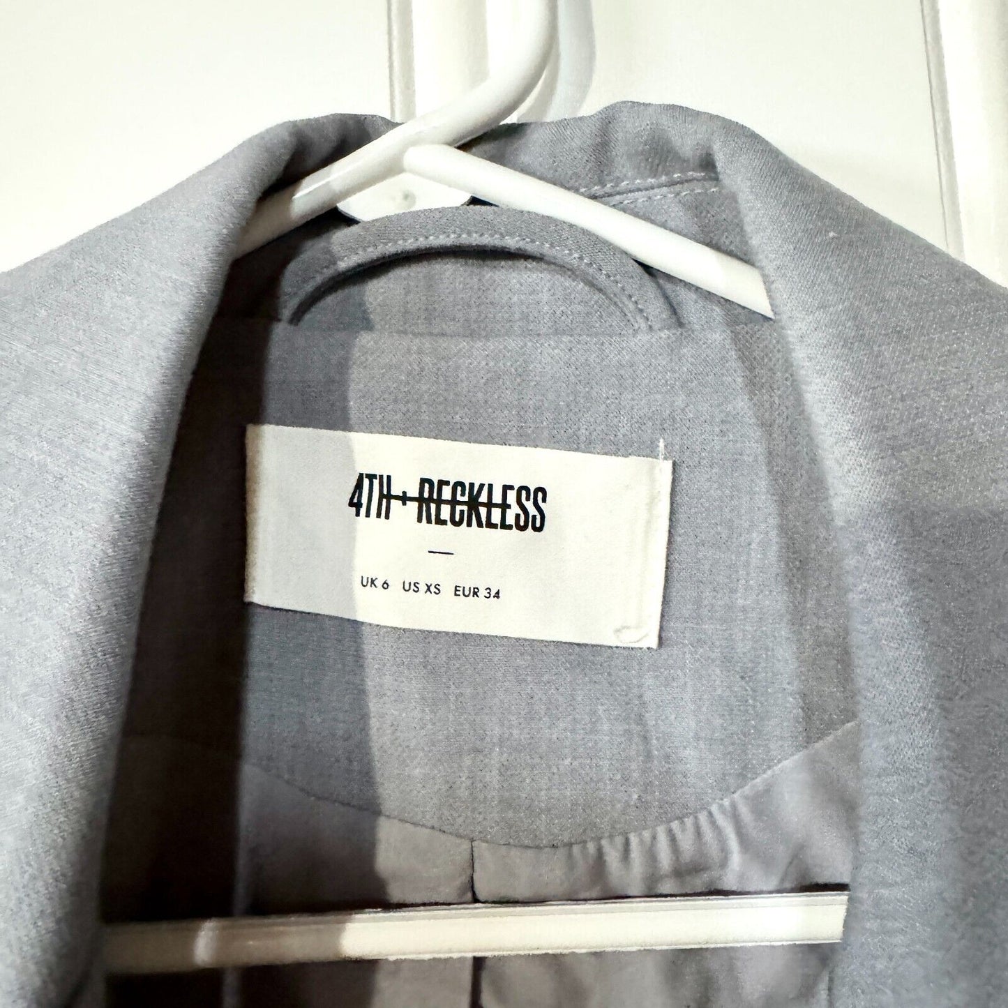 4th + Reckless Vest Single Breasted Sleeveless Padded Shoulder Grey Size XS