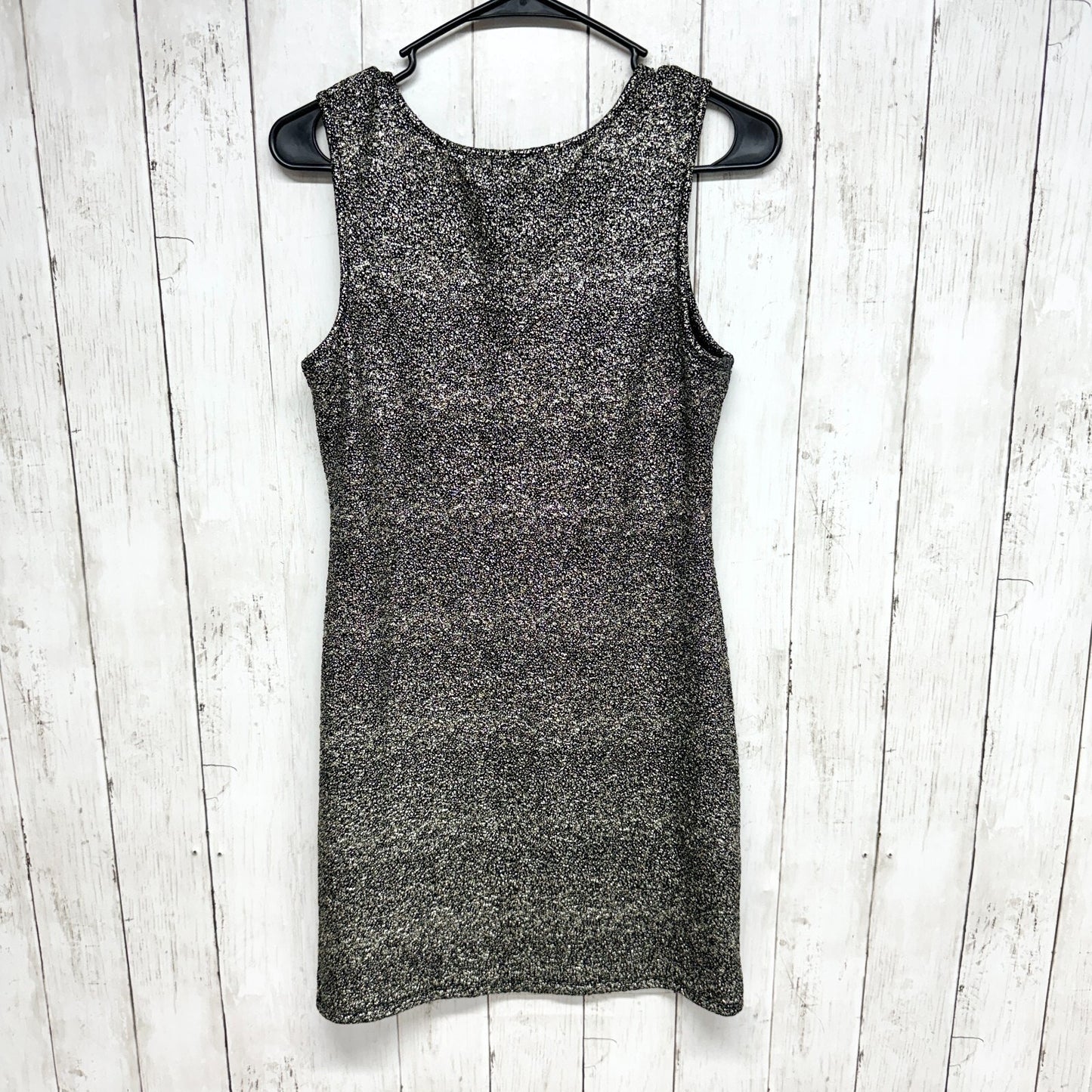 Sabora Dress Women Large Sleeveless Crew Midi Gray Sparkle Pattern Mesh Business