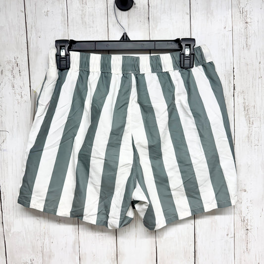 ASOS Short Women Size 2XS To Fit Waist 28" Green Cream Stripe Pull On Shorts