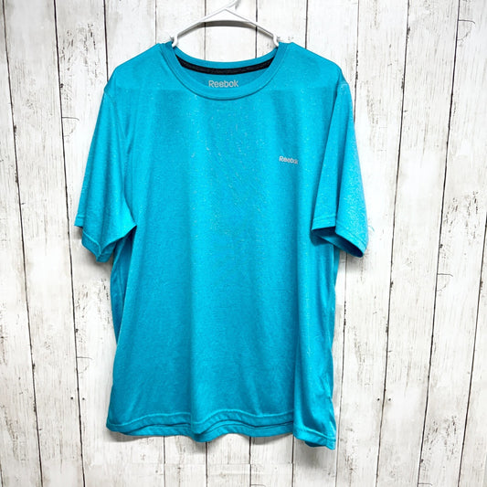 REEBOK Shirt Men Size Large Neon Blue Dri Fit Short Sleeve Athletic Running Top