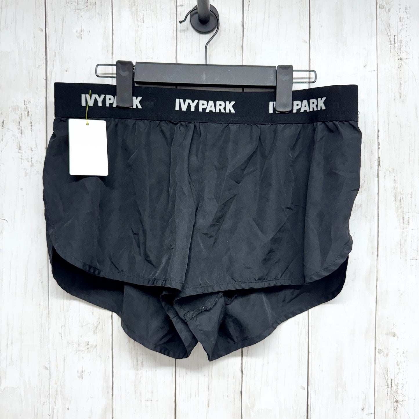 Ivy Park Short Women Size Large Black Athletic Elastic Waist Logo Shorts Casual