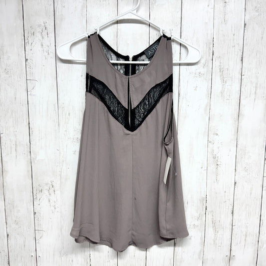 ASTR Blouse Women Size Medium Gray Black Lace Inset Scoop Neck Sleeveless Top
