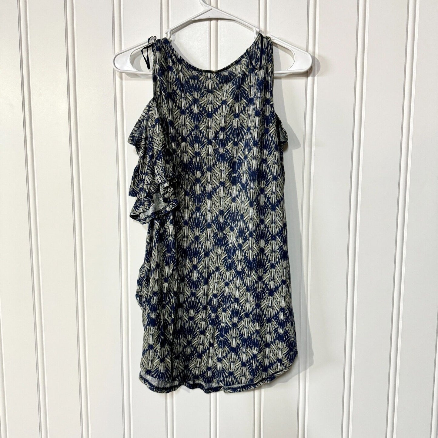 We The Free Linen Floral Flutter Sleeve Cold Shoulder Top Size Medium