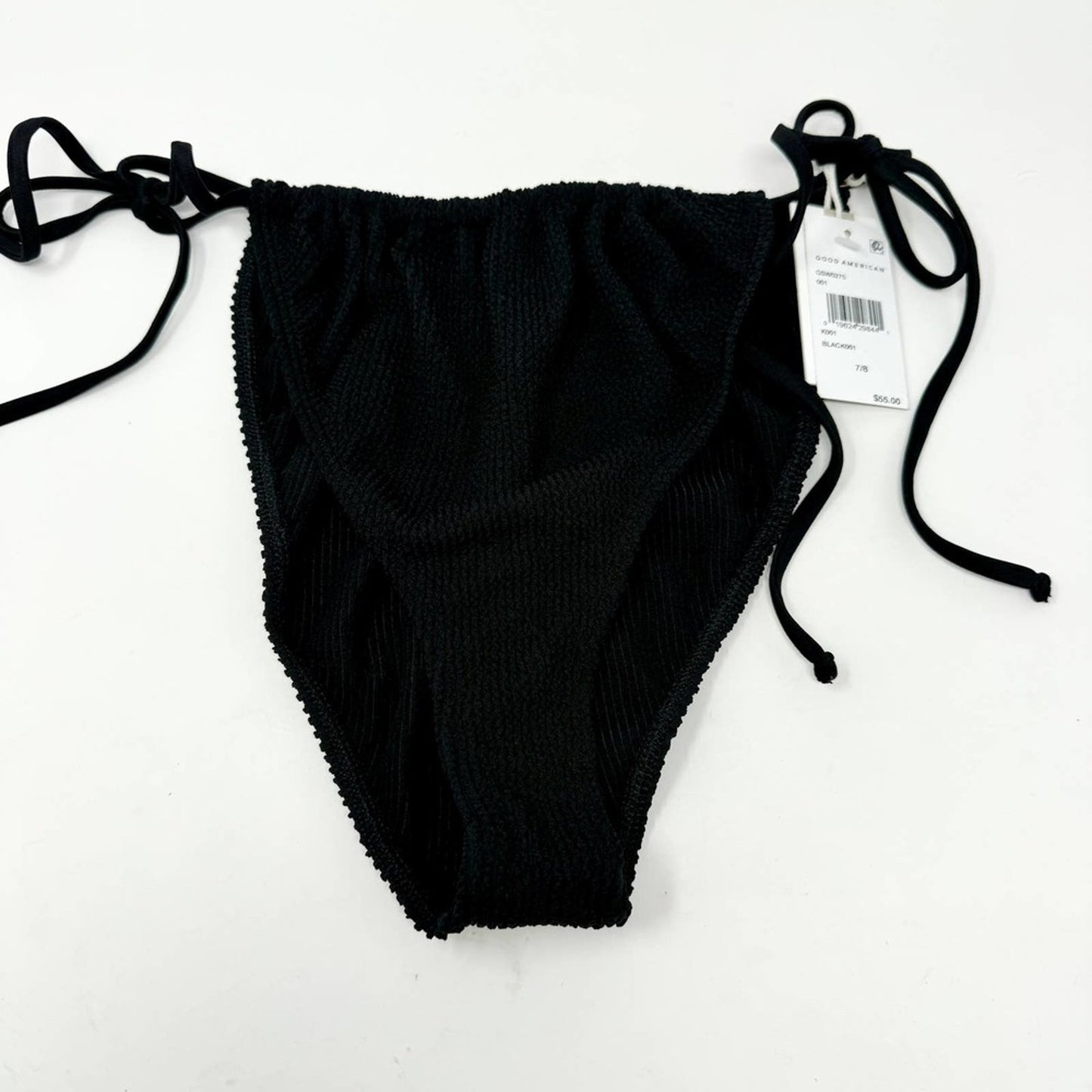 Good American Women Black Always Fit Tiny Ties Bikini Bottom Swim Size 4X/5X