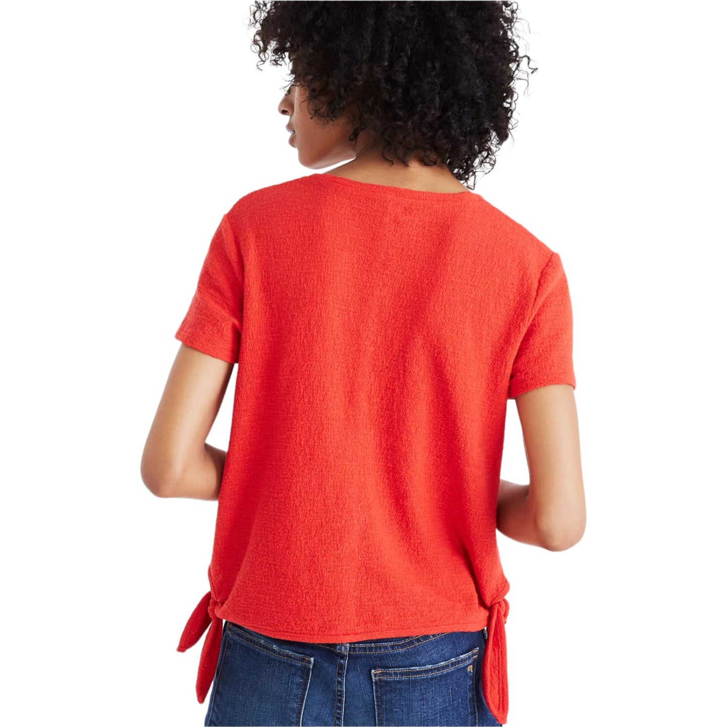Madewell Womens Small Texture & Thread Modern Side-Tie Top Red