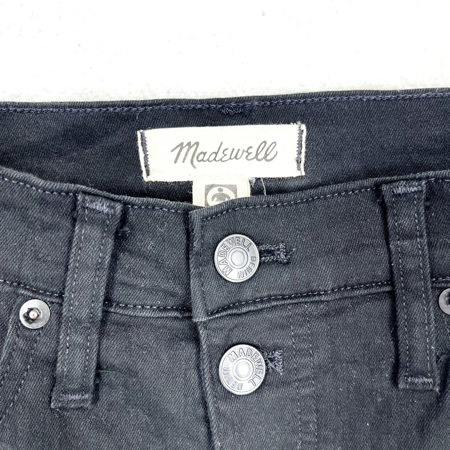 Madewell Women's 5 Button Fly 9" Mid-Rise Skinny Black Casual Jeans Size 27