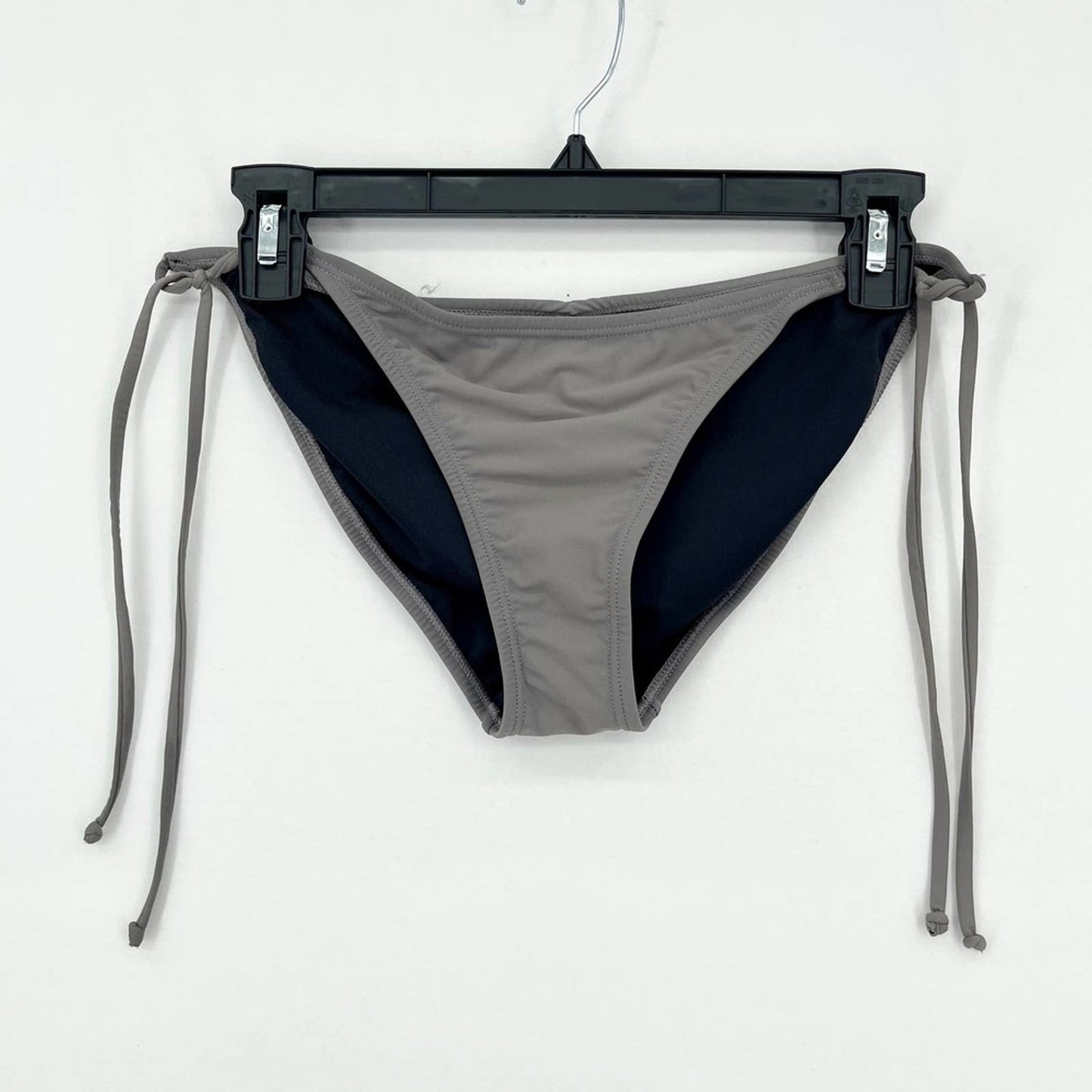PILYQ Women Grey Tie Sides Polymaide Swim Bottom Size Large