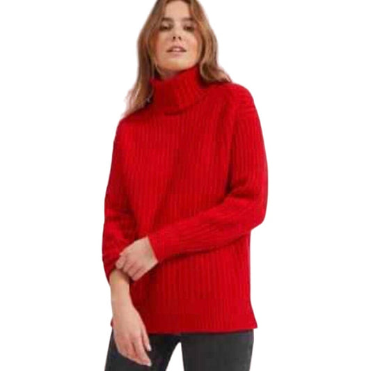 Everlane Women's Red 100% Wool Knit Ribbed Turtleneck Sweater Size XS