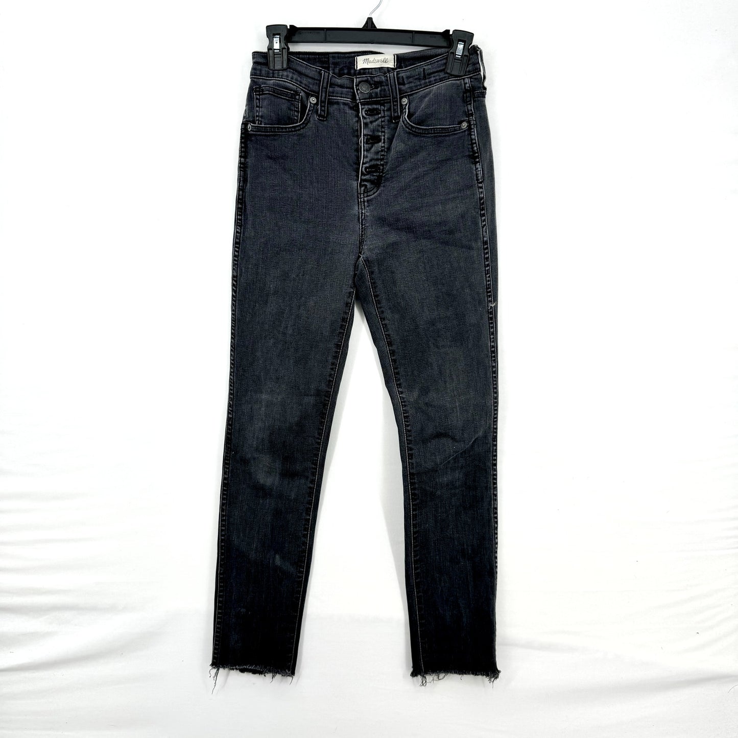 Madewell 10” High Rise Skinny Jeans Stretch Cotton Black Denim Ankle Crop Sz 25