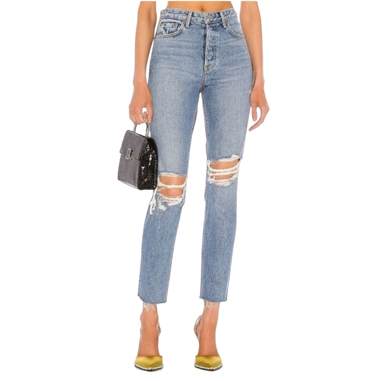 GRLFRND Denim Karolina Blue Dream High waisted Button Fly Jeans Size 26