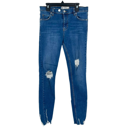 Free People Women's Distressed Mid Rise Medium Wash Skinny Jeans Size 26