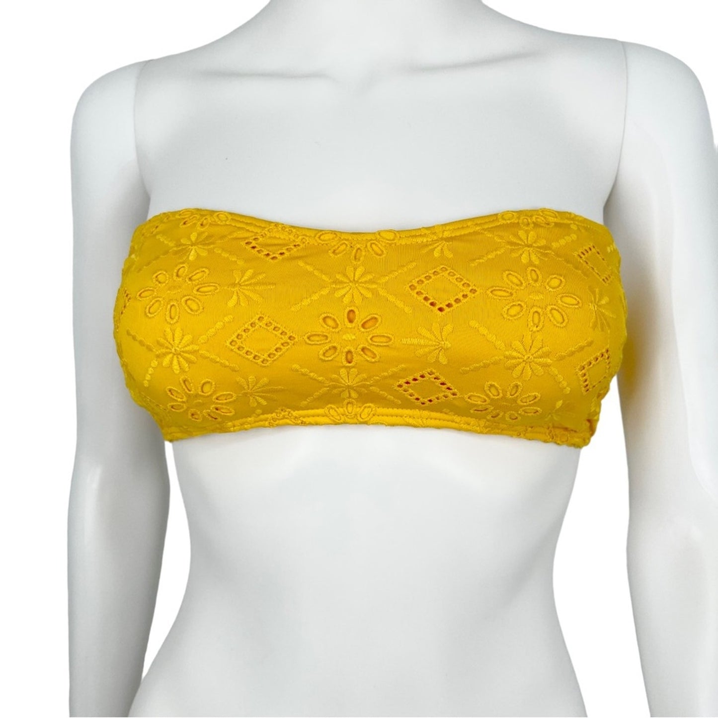 Kate Spade Womens Yellow Lace Saffron Eyelet Summer Beach Bikini Top Size XS