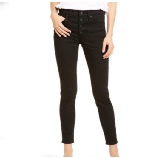 Madewell Women's 5 Button Fly 9" Mid-Rise Skinny Black Casual Jeans Size 27