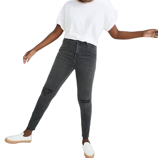 Madewell Women's Curvy High-Rise Distressed Dark Wash Skinny Jeans - 27