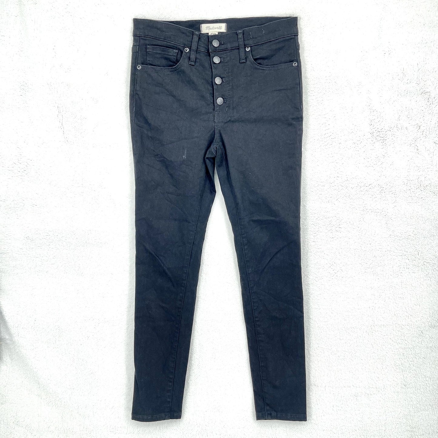 Madewell Women's 5 Button Fly 9" Mid-Rise Skinny Black Casual Jeans Size 27